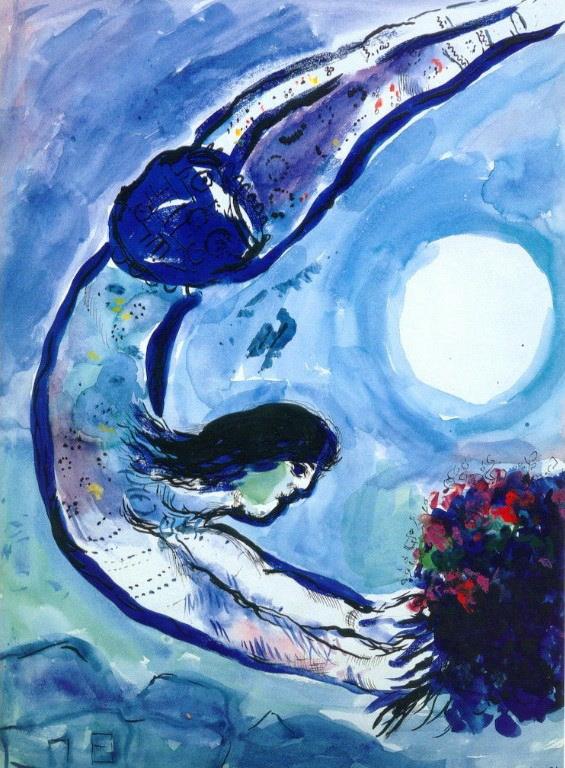 花束を持つアクロバット 現代マルク・シャガール油絵